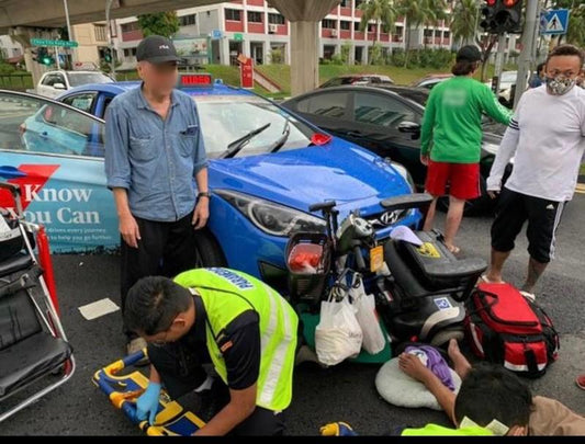 Elderly PMA Rider Hospitalized after Accident with Taxi - Falcon Mobility Singapore